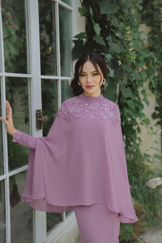 Raeya Kaftan Kurung -  Lavender  ( PREORDER )